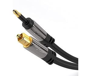KabelDirekt - Câble audio optique Mini-TOSLINK - 6m | Mini-TOSLINK à TOSLINK, câble numérique/optique, S/PDIF pour barres de son, systèmes stéréo/amplis, Hi-Fi