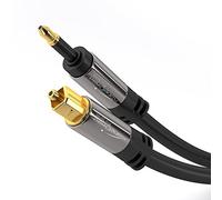KabelDirekt - Câble audio optique Mini-TOSLINK avec protection du signal - 4,5m (Mini-TOSLINK à TOSLINK, câble numérique/optique, S/PDIF pour barres de son, systèmes stéréo/amplis, Hi-Fi)