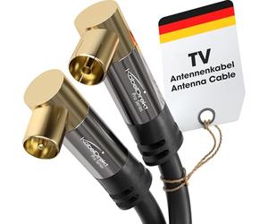 KabelDirekt - Câble d'antenne 4K, câble TV coudé à 90° - Câble TV avec fiche métallique incassable pour la télévision numérique et analogique - 3m (fiche coudée vers prise coudée pour DVB-T/DVB-S)