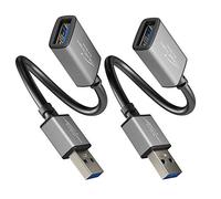 KabelDirekt - Câble de rallonge USB-A 3.0 - 0,15m x2 - (connecteur sur port, convient pour tous les ports USB-A, noir/space grey)