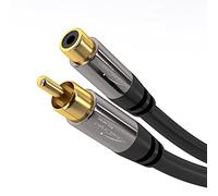KabelDirekt - 1,5m - Câble d'extension Cinch, Audio/Digital/Vidéo (câble coaxial, prises RCA mâle/femelle, pour caisson de basse/amplificateur/Hi-Fi, audio analogique, 75 ohms, noir)