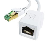KabelDirekt - Câble d'extension Ethernet avec tressage résistant à la rupture - 7,5m (Câble Ethernet CAT7 mâle vers femelle, étend les câbles réseau, 10Gbit/s, blindage SF/FTP, blanc)