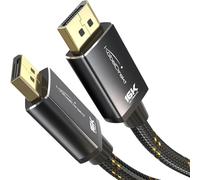 KabelDirekt - Câble DisplayPort 2.1/DP 2.1 - 3m - Connecteurs Métalliques + Tressage, DP80 avec 80 Gbit/s pour PC de jeu/Cartes Graphiques, FreeSync/G-Sync, jusqu'à 16K@60Hz, 8K@120Hz, 4K@240Hz