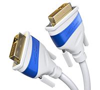 KabelDirekt - Câble DVI à DVI - 0,5m - Dual Link, avec noyau en ferrite pour une transmission de signal sans interférences (Cable métal Blanc 24+1, jusqu'à 2560 x 1600 à 60 Hz ou Full HD/1080p)