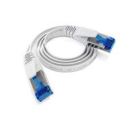 KabelDirekt - Cable Ethernet plat, particulièrement flexible - 0,25m (CAT7, Câble LAN/câble réseau, 10 Gbit/s, fiche RJ45, adapté à la pose, pour une vitesse de fibre maximale, blanc)