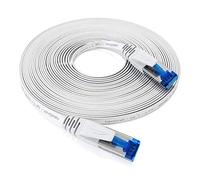 KabelDirekt - Cable Ethernet plat, particulièrement flexible - 1,5m (CAT7, Câble LAN/câble réseau, 10 Gbit/s, fiche RJ45, adapté à la pose, pour une vitesse de fibre maximale, blanc)