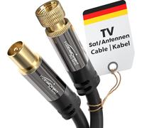 KabelDirekt - 7,5m Câble HDTV SAT/TV (75 ohms, connecteur F > connecteur coaxial, câble coaxial, TV, HDTV, radio, DVB-T2, DVB-C, DVB-S)