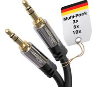 KabelDirekt - Câble Jack, Prise Jack 3,5mm - 5x 3m - Connecteurs métalliques - Disponible en 0,3-10m (Câble audio, 3.5mm pour smartphone, PC/ordinateur portable, voiture, HiFi, noir)