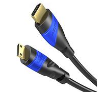 KabelDirekt - Câble Mini HDMI avec design incassable - 1,5m (HDMI vers Mini-HDMI, bidirectionnel, 4K@60Hz pour Ultra HD, High Speed avec Ethernet, Tablets/Caméras/Caméscopes, noir)