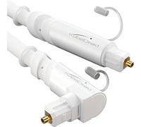 KabelDirekt - Cable optique audio coudé à 90° avec 0% de perte de signal - 3 m - Câble TOSLINK blanc (TOSLINK vers TOSLINK, S/PDIF, câble fibre optique pour home cinéma, amplificateurs, PS4, Xbox)