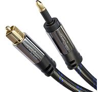 KabelDirekt - Cable optique Mini-TOSLINK - 1m - tressé, avec protection du signal (câble audio Mini-TOSLINK à TOSLINK, câble numérique S/PDIF/pour barres de son, systèmes stéréo, Hi-Fi)