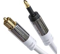 KabelDirekt - Cable optique Mini-TOSLINK - 2 m - avec protection du signal (Blanc câble Mini-TOSLINK à TOSLINK, câble numérique S/PDIF/pour barres de son, systèmes stéréo/Hi-Fi, Qualité Supérieure)