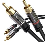 KabelDirekt - Câble RCA 10m, câble Audio stéréo 2 x 2 Cinch particulièrement résistant et d'une qualité sonore Brillante (coaxial RCA/HiFi & Home Cinéma, analogique et numérique)