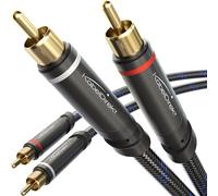 KabelDirekt - Câble RCA - 10m - câble audio stéréo 2 x 2 Cinch particulièrement résistant et d'une qualité sonore brillante (tressé, coaxial, Home Cinéma, analogique et numérique)