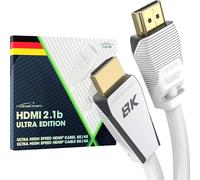 KabelDirekt - Câble 8K HDMI 2.1, édition certifiée Gamer - 2 m (8K@60Hz, Ultra High Speed/48G pour 10K, 8K ou 144 Hz ultra rapide en 4K, optimal pour PS5/Xbox et Gaming PC, moniteur/TV, blanc)