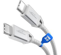 KabelDirekt - Câble USB-C pour Chargement Rapide, Connecteurs Métalliques + Tressage en Nylon, USB 2.0 - 2x 1m (Charge les Téléphones/Ordinateurs Portables avec 60W, Câble de Charge/Données, Blanc)