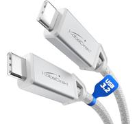 KabelDirekt - Câble USB-C Tout-en-Un, USB 3.2 Gen 2, Connecteurs Métalliques + Tressage - 1,5m (20 Gbit/s pour Données/Vidéo, Charge Rapide 240 W, Câble Universel Données/Charge/Moniteur, Blanc)