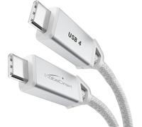 KabelDirekt - Câble USB-C, USB 4.0 pour 40GBPS & 240W, DisplayPort 8K60Hz, métal + tressage nylon - 0,5m (charge/données/moniteur pour téléphones/ordis/PC - blanc)
