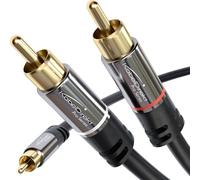 KabelDirekt - Câble Y Cinch/RCA - 1×2 - 3,0m | KabelDirekt Pro Series Câble Y / Câble Subwoofer (1 prise RCA > 2 prises RCA)