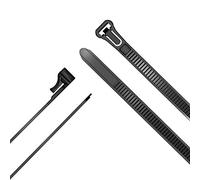 KabelDirekt - Colliers de serrage refermables avec une résistance à la traction particulièrement élevée (100 colliers de serrage réutilisables pour une utilisation durable, noir) - 7,4mm x 250 mm