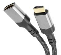 KabelDirekt - Extension HDMI 10K & 8K, HDMI 2.1 b - Très flexible, connecteurs métalliques + tressage - 5m (câble d'extension, 8K à 60Hz, PC, PS5, XB, moniteur et TV - Noir-Argent)