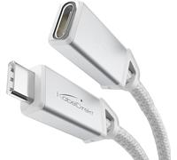 KabelDirekt - Extension USB C, USB 3.2 Gen 2, connecteur métallique + tressage - 1m (câble d'extension pour vidéo/données 4K à 20Gbit/s, charge jusqu'à 100W, câble de données/charge/moniteur - Blanc)