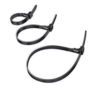 KabelDirekt - Lot de 3 Attaches de câble refermables à Haute résistance à la Traction (Attaches de câble réutilisables pour Une Utilisation Durable, Noir) - 3x40 pièces, 150, 200mm x 7,4 mm