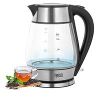 Kabelloser elektrischer Glas-Wasserkocher, schwarz, 2200W, 1,7L, Teesa