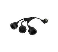 Kabelmeister SK0103-S002 : Câble d'alimentation 0.2m, Prise Type E+F (CEE 7/7 coudé) vers 3x Coupleur C13 (CEE 7/3 droit), H05VV-F, 250V 16A, Noir