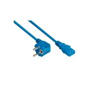 Kabelmeister SK0130-B030 Câble d'Alimentation 3m, Type E+F vers IEC C13, H05VV-F3G 3x1mm², 250V 10A, Connecteur Coudé 90°, Bleu