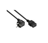 Kabelmeister SK0190-S018 : Câble d'alimentation 1.8m, Prise Type E+F vers IEC C19, H05VV-F 3x1mm², 250V/16A, Connecteur coudé 90°, Noir.