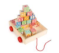 KABENFIS 30 pièces Les Lettres ABC Holzblock sont livrées dans Un Wagon à Tirer