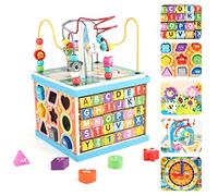 KABENFIS Cube d'activité en Bois 5 en 1 avec trieur de Forme de Labyrinthe de Perles Jouets éducatifs pour Enfants garçons et Filles