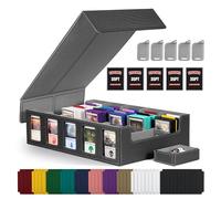 Kabinka Boîte de rangement pour cartes à collectionner avec écran Commander, étui à 5 rangées avec couvercle amovible ; boîte de plus de 3 900 cartes pour cartes de sport MTG TCG, 5 toploaders, 5