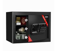 KABISAFE Coffre-fort 25L | Acier | Verrou à code | Clés | Type-C | Alarme code erroné | Éclairage LED | Mural | Poser | Pour Maison, Bureau, Hôtel | Sécuriser Bijoux, Argent, Documents A4 Passeport