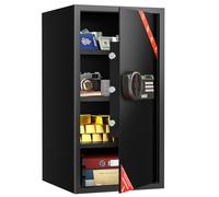 KABISAFE Grand coffre-fort numérique 100 L avec serrure à combinaison et alarme, 3 étagères amovibles, lumière LED, coffre mural pour bijoux, argent et documents