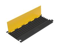 Kable Kontrol Atlas - Rampe de protection de câble robuste à profil bas - 5 canaux - 1 pièce - 91,4 cm de long noir et jaune - Capacité de 15 kg par essieu - Cordon de protection de fil en caoutchouc