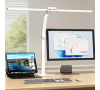 KableRika 24W Lampe de Bureau LED avec Métal Base: 80cm Double Tête, Grande Lampe Bureau design, réglage intensité, lumiere bureau protection des yeux pour ecran pc, dessin, deux bureaux, puzzle-Blanc