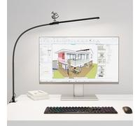 KableRika Lampe de bureau LED puissante, lampe de bureau avec pince, lampe d'architecte lumineuse avec capteur de gestes, 3 températures de couleur, commande tactile, protection des yeux