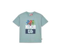 Kabooki Lego NINJAGO T-shirt pour garçons et filles - Jersey simple doux, imprimé sur le devant, pour tous les jours, bleu-vert, 134