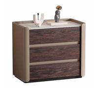 KaBuea 3 Drawer Solid Wood Nightstand, Rock Slab Top & Scratch-Proof Sofa Side Table, No Installation, Ideal for Bedroom, Living Room(60cm)