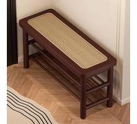KaBuea Banc à Chaussures avec Coussin en rotin, Rangement à Chaussures en Bambou à 3 Niveaux avec 2 étagères, Banc d'entrée pour Couloir, vestiaire