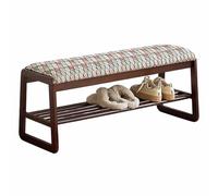 KaBuea Banc à Chaussures en Bois Massif, Banc d'entrée Deux Niveaux, de Style Milieu du siècle, Chevet avec Coussin Mousse pour Le Couloir ou Salon