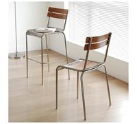 KaBuea Bar Stools, PU Leather Upholstered Seat Metal Legs Chair with Backs for Kitchen Pub with Footrest Armless Dining(Brown,75cm/29.5in)