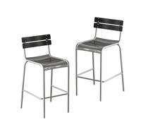 KaBuea Bar Stools, PU Leather Upholstered Seat Metal Legs Chair with Backs for Kitchen Pub with Footrest Armless Dining(Black,55cm/21.65in)