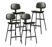 KaBuea Ensemble de tabourets de Bar à Hauteur de comptoir 1/2/4 avec Base en métal et Support arrière for îlot de Cuisine et Restaurant(4PCS Green,65cm/25.6in)