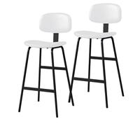 KaBuea Ensemble de tabourets de Bar à Hauteur de comptoir 1/2/4 avec Base en métal et Support arrière for îlot de Cuisine et Restaurant(2PCS White,65cm/25.6in)