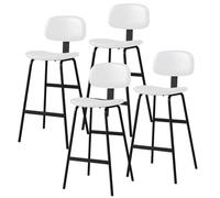 KaBuea Ensemble de tabourets de Bar à Hauteur de comptoir 1/2/4 avec Base en métal et Support arrière for îlot de Cuisine et Restaurant(4PCS White,65cm/25.6in)