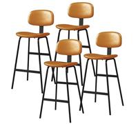 KaBuea Ensemble de tabourets de Bar à Hauteur de comptoir 1/2/4 avec Base en métal et Support arrière for îlot de Cuisine et Restaurant(4PCS Orange,65cm/25.6in)