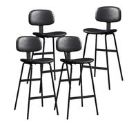 KaBuea Ensemble de tabourets de Bar à Hauteur de comptoir 1/2/4 avec Base en métal et Support arrière for îlot de Cuisine et Restaurant(4PCS Black,65cm/25.6in)